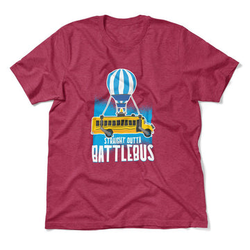 Straight Outta Battle Bus Men/Unisex T-Shirt in Heather Raspberry color